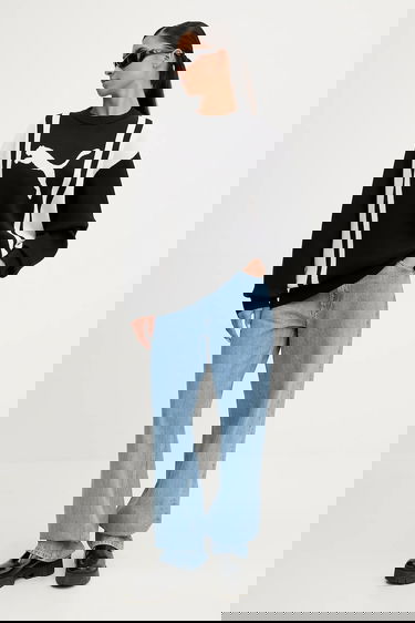 Sveter Puma Vertical Stripe Color Block Crewneck Knit Sweater Čierna | 632294, 4