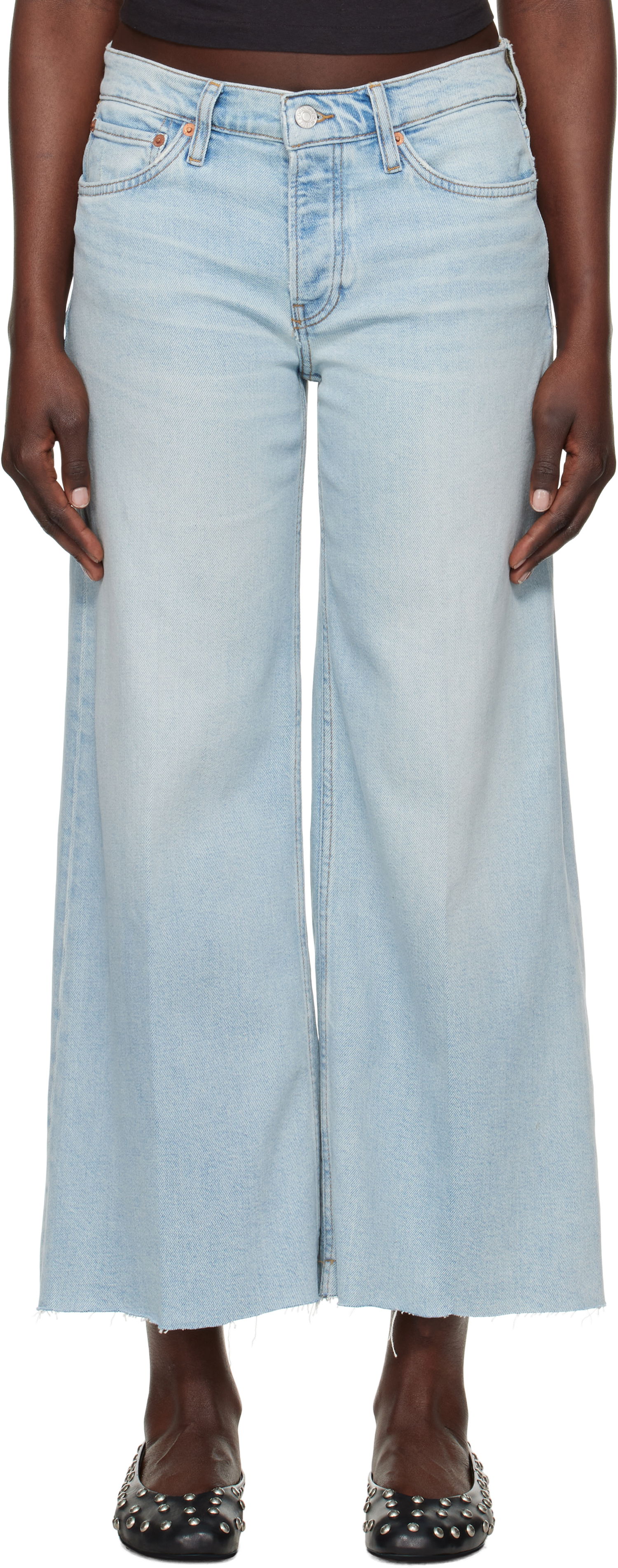 Džínsy RE/DONE Re/Done Comfort Stretch Mid Rise Wide Leg Crop Jeans Modrá | 190-03WMRWDLC, 0