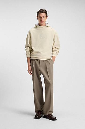 Mikina BOSS Peached-cotton hoodie with Double B monogram Béžová | 50549105, 1