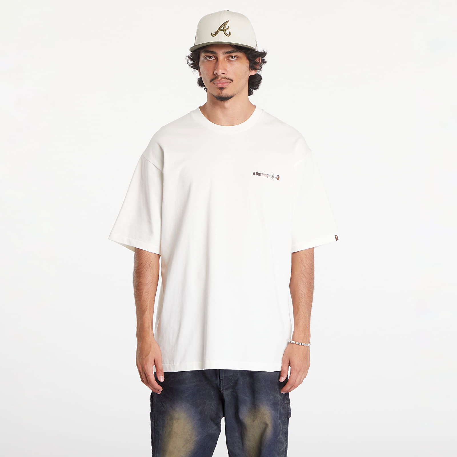 A BATHING APE Water Print Logo Relaxed Fit Short Sleeve Tee Ivory