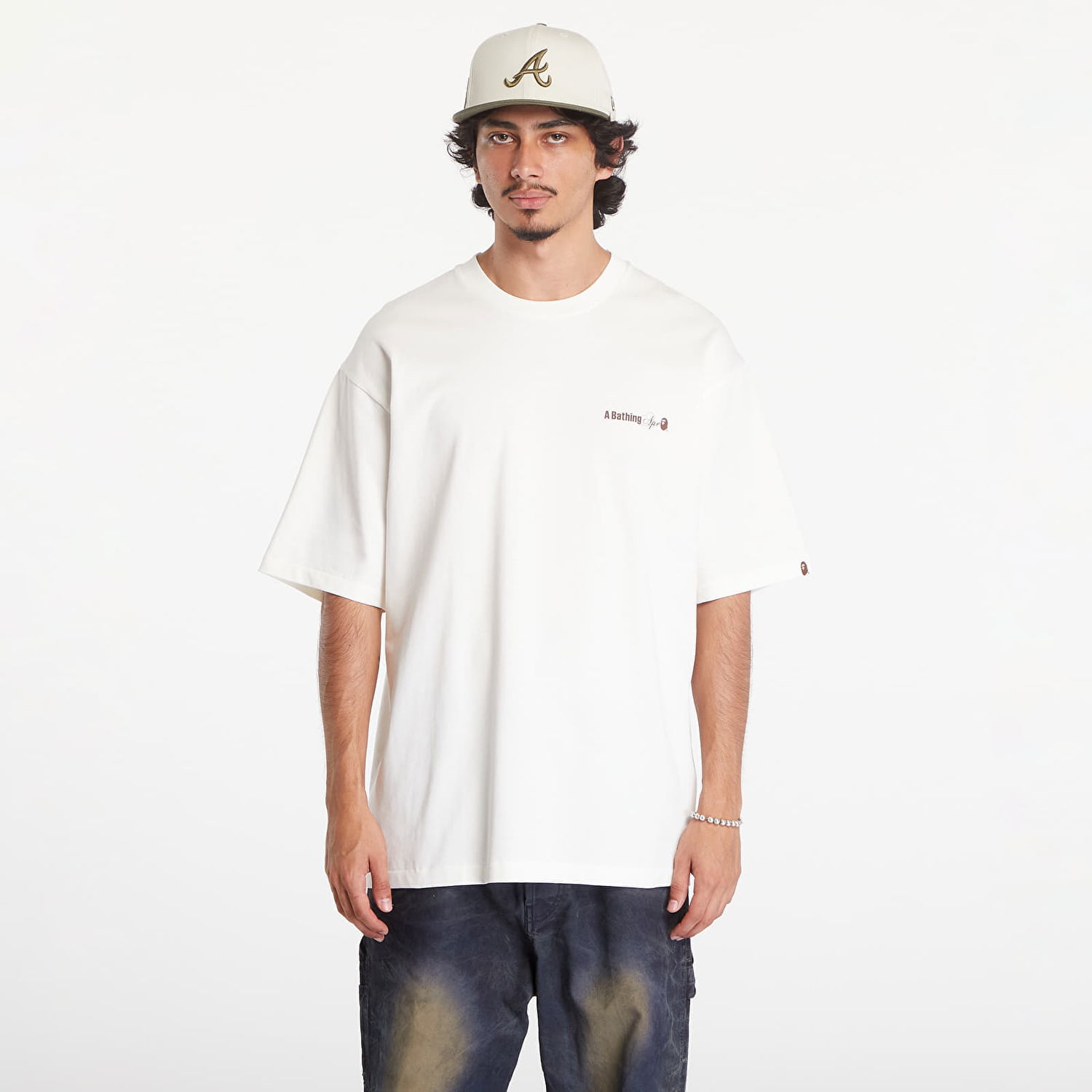 Tričko BAPE A BATHING APE Water Print Logo Relaxed Fit Short Sleeve Tee Ivory Biela | 001TEK801301M IVY, 0