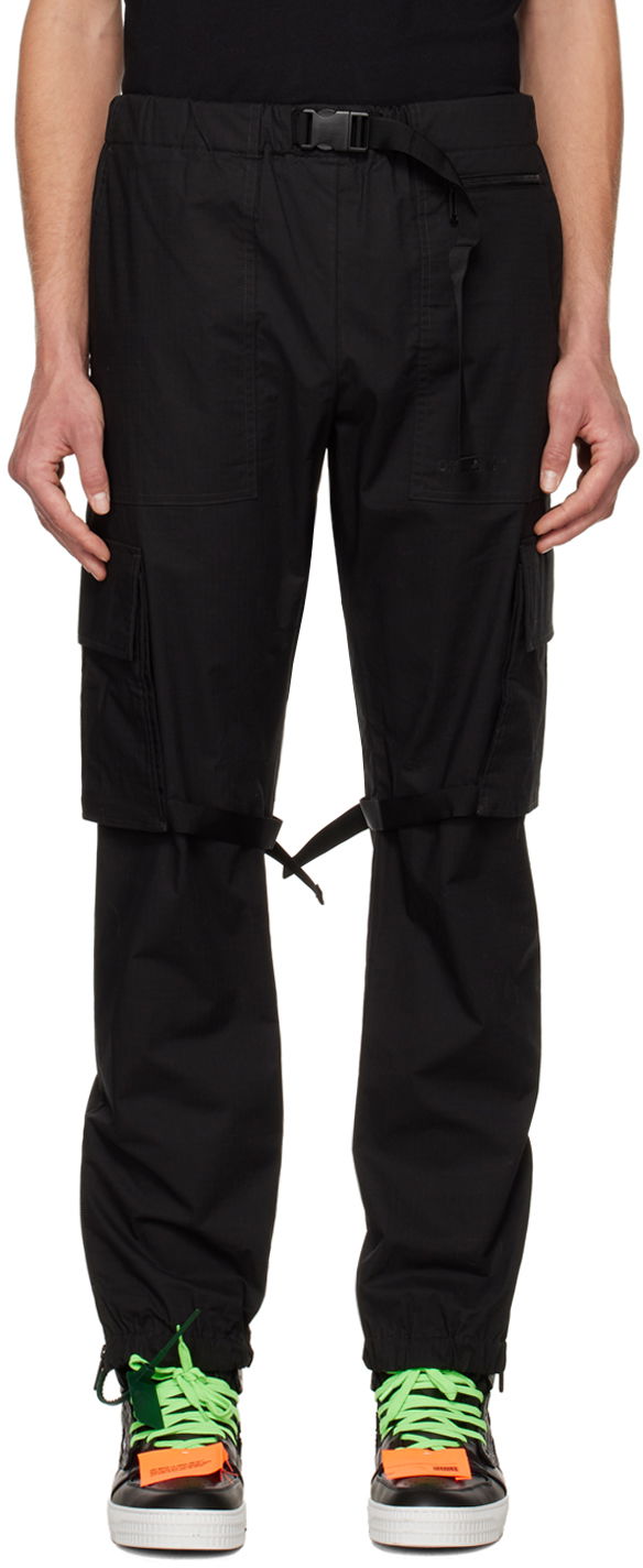 Black Diag Tab Poly Cargo Pants