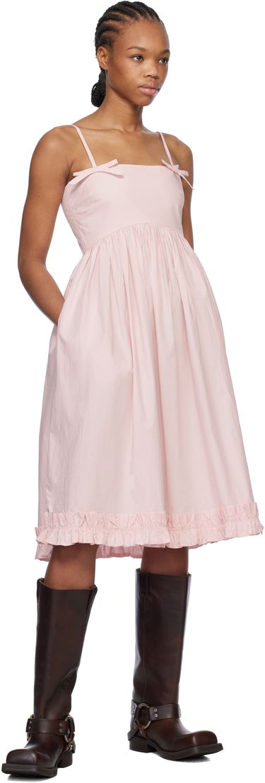 Šaty GANNI GANNI Cotton Poplin Strap Midi Dress Ružová | W0325, 3