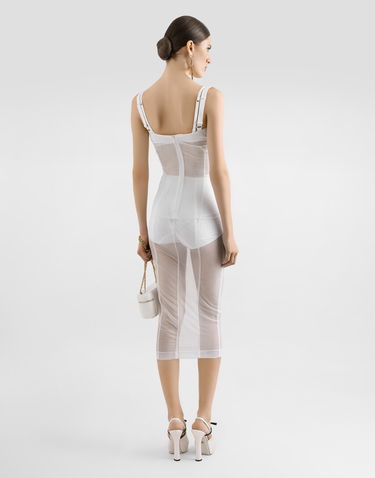 Šaty Dolce & Gabbana Dolce & Gabbana Tulle Calf-Length Corset Dress Biela | F6TUYTFLRC0WA800, 2