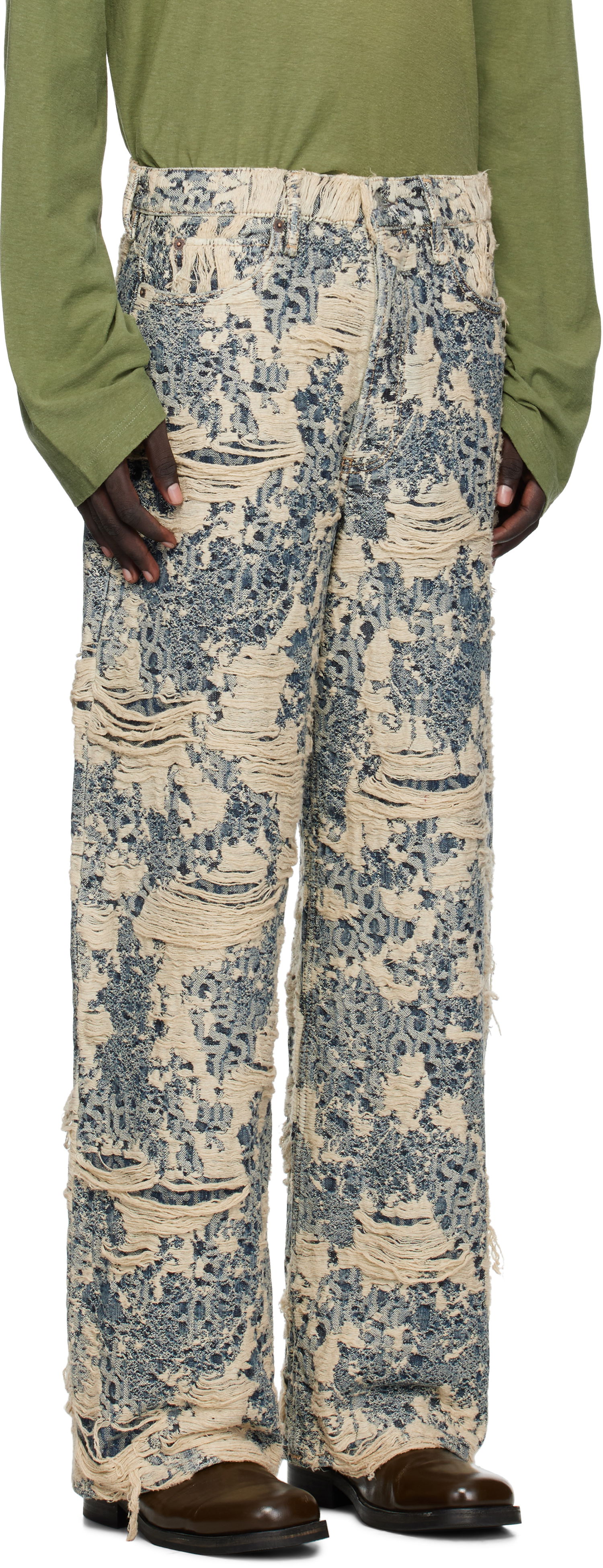 Džínsy Acne Studios All-Over Distressed Patterned Jeans Rôznofarebný | C00080-, 1