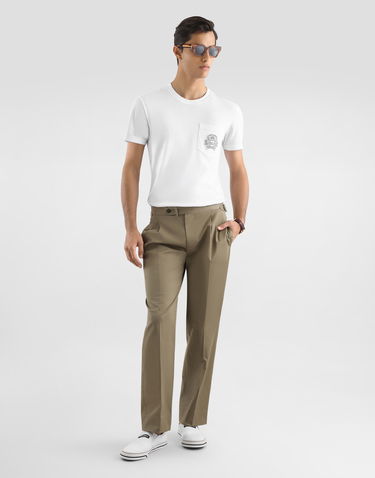 Tričko Dolce & Gabbana Cotton T-shirt with Embroidered Crest Pocket Biela | G8RA2ZG7PZEW0800, 1