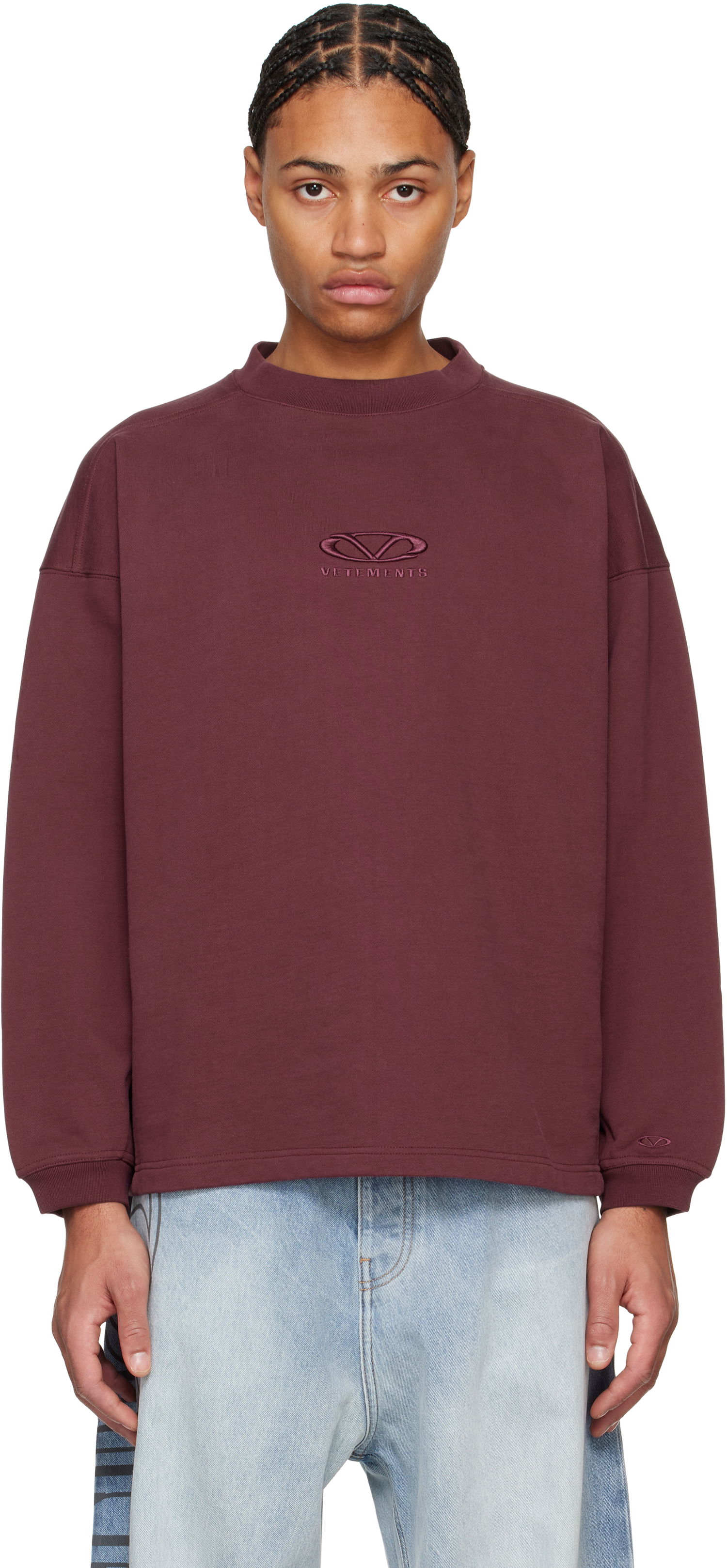 Mikina VETEMENTS Oval Logo Cropped Boxy Sweatshirt Vínová | UA66CW600R, 0