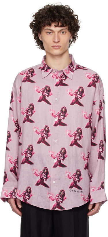 Košeľa Acne Studios Acne Studios Marvel Hero Print Linen Button-Down Shirt Ružová | BB0624-, 0