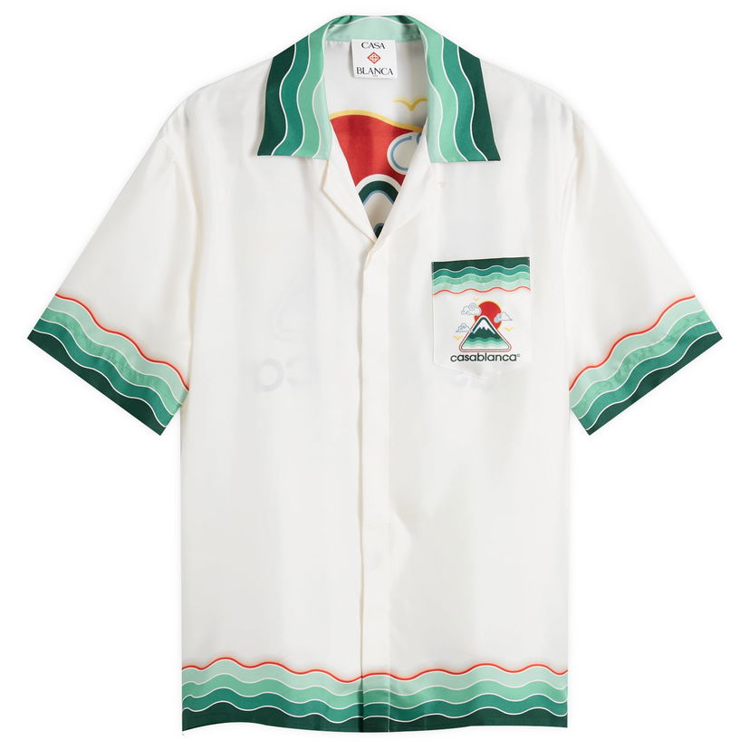 Košeľa Casablanca Casablanca Montagne Cuban Collar Silk Twill Shirt, Large Biela | MPF25-SH-003-05