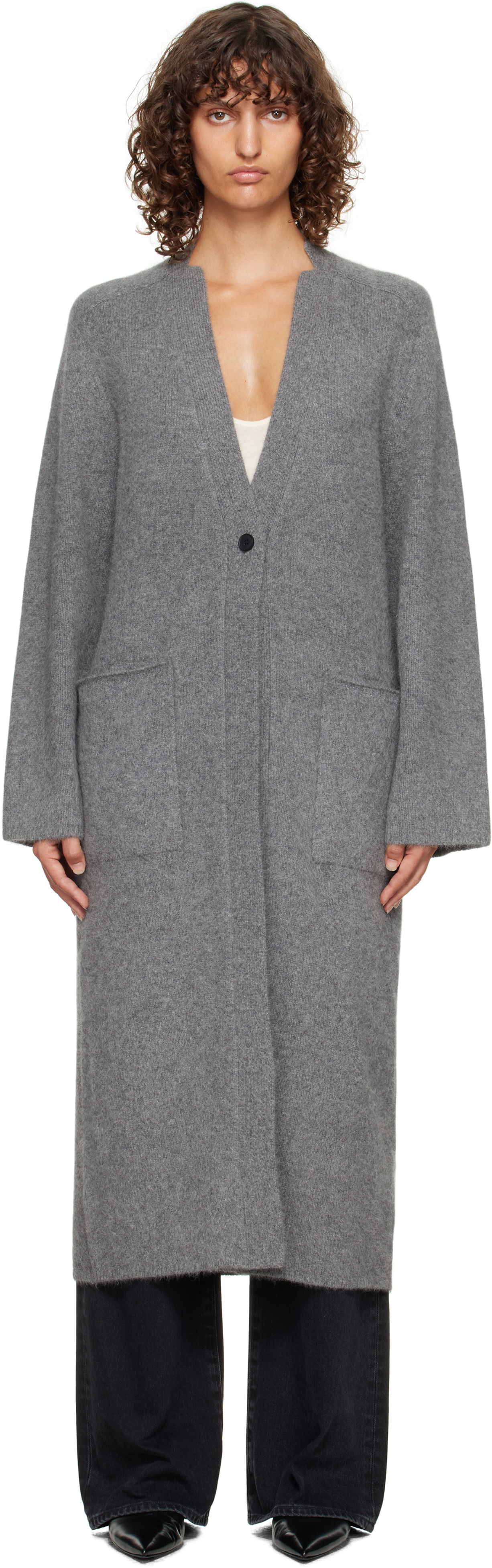 Sveter Loulou de Saison Loulou de Saison Smet Yak Blend Maxi Cardigan Šedá | SMET, 0