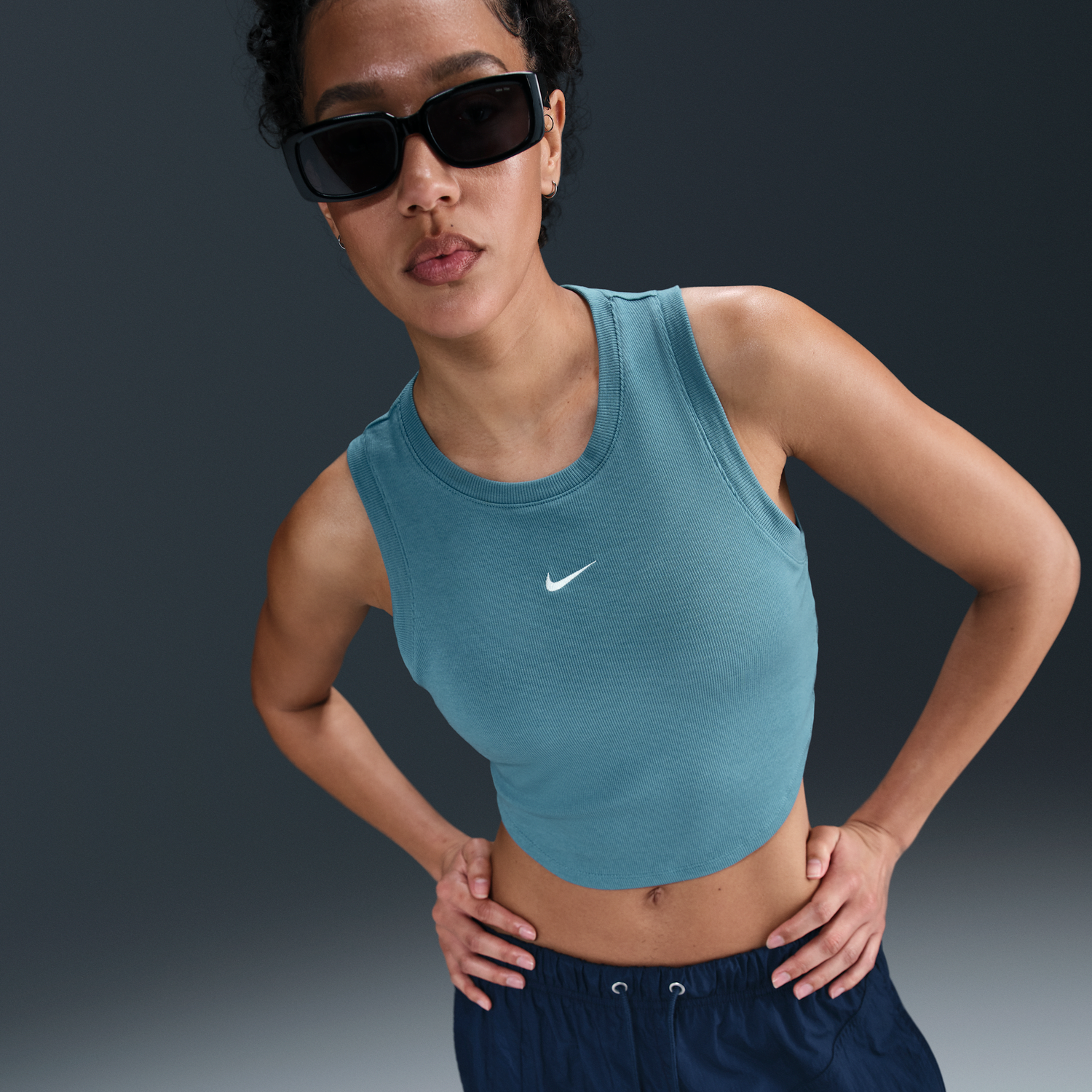 Tielko Nike Sportswear Chill Knit Ribbed Slim Cropped Tank Top Tyrkysová | FB8279-006, 0