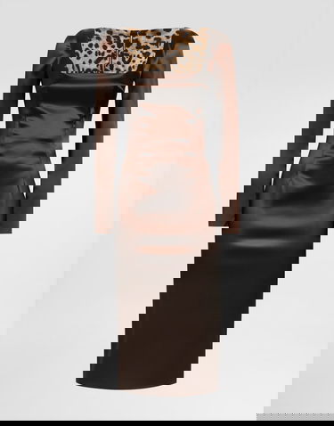 Šaty Dolce & Gabbana Dolce & Gabbana Stretch Satin Dress with Leopard Print Detail Hnedá | F6TYGTFURADM0694, 0