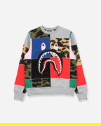 Patchwork Shark Wide Crewneck Sweatshirt