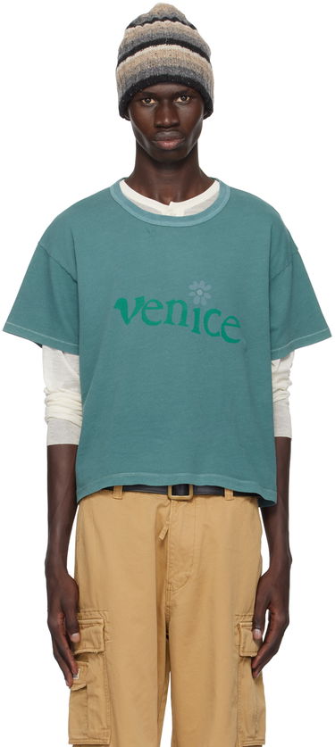 Tričko ERL 'Venice' Print Cropped T-Shirt Modrá | ERL09T001, 0