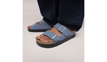 Tenisky a topánky Birkenstock Arizona PAP Flex Platform Nubuk Leather Narrow Fit Sandals Modrá | 1030588, 6