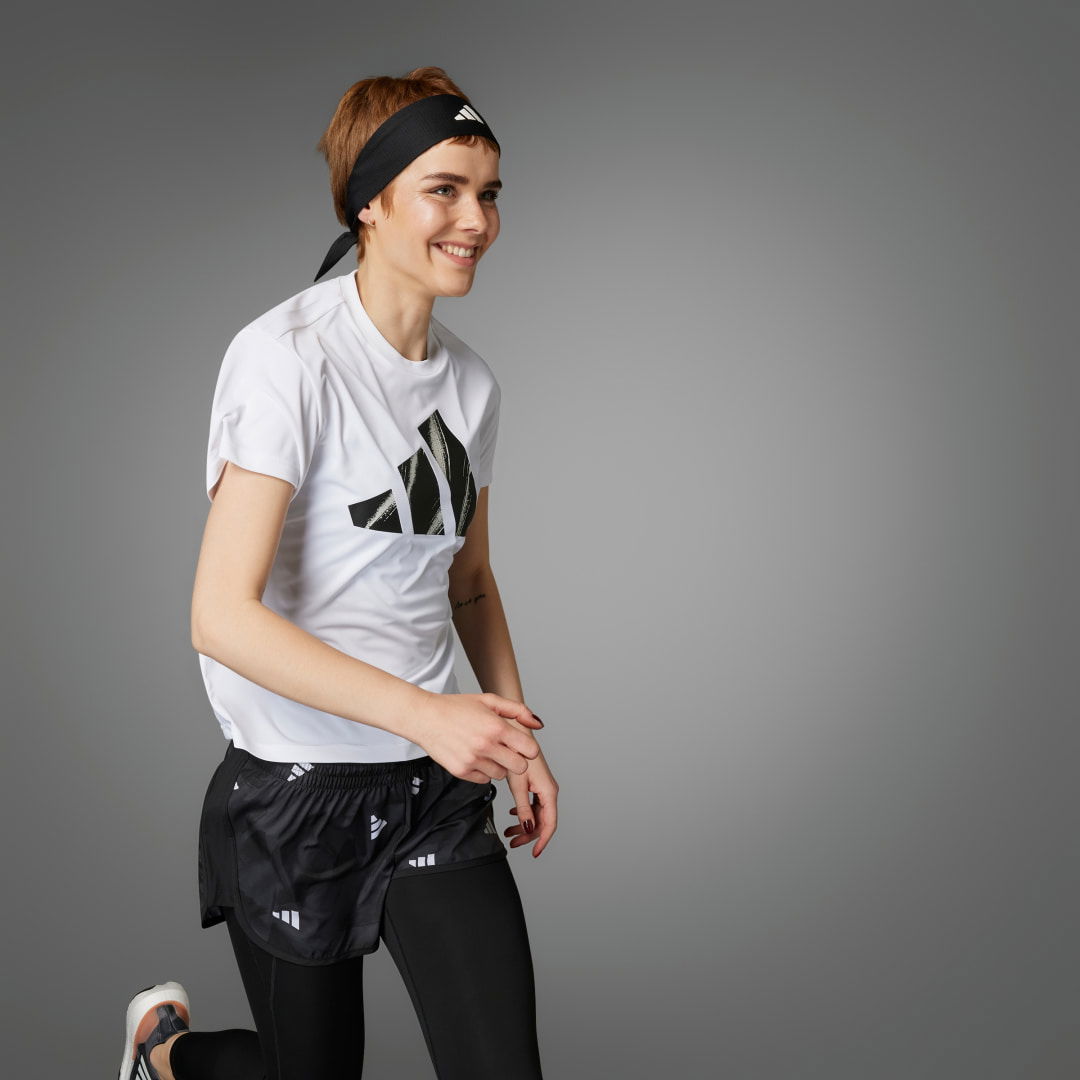 Women's White Printed Running T-Shirt