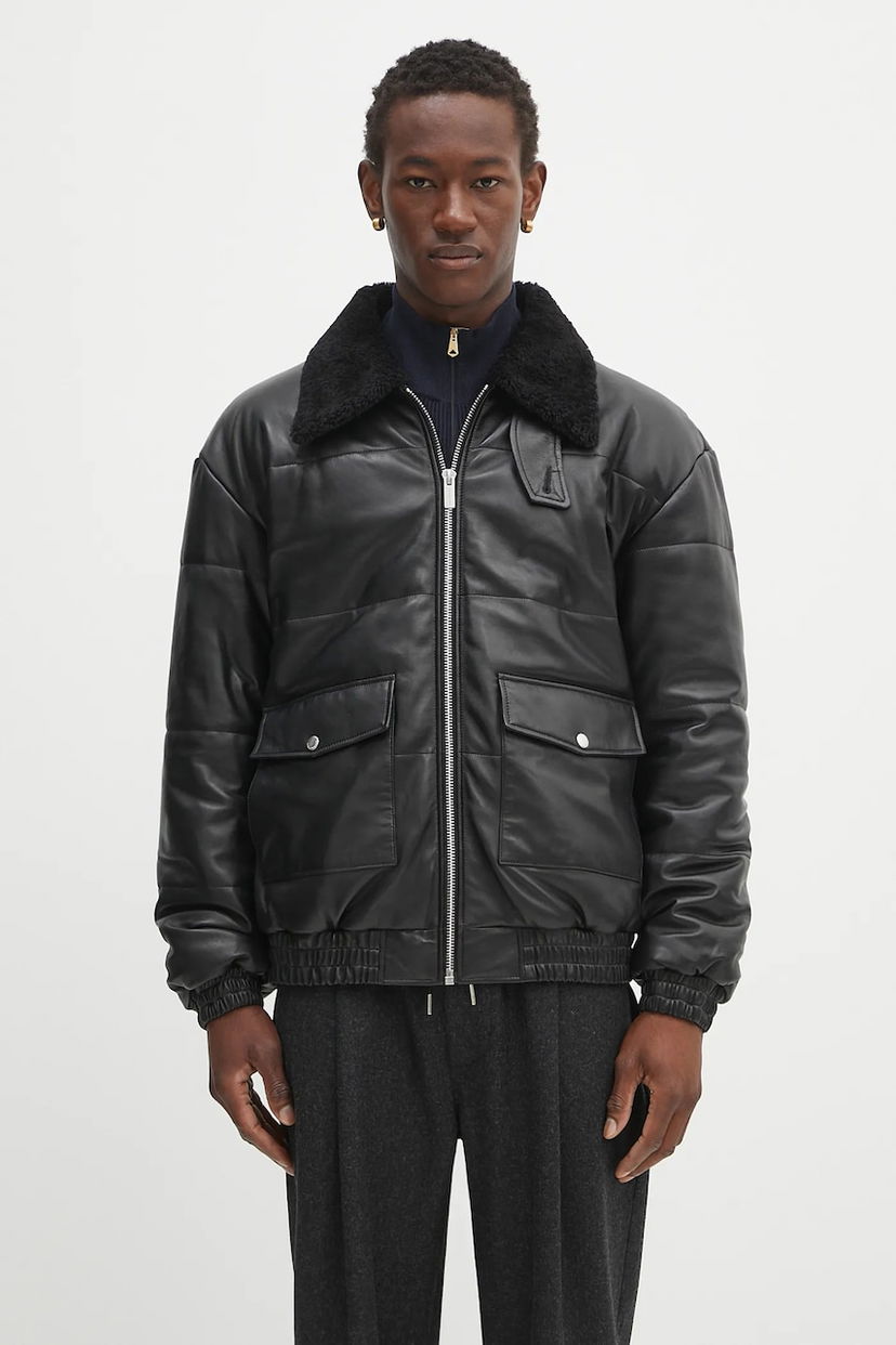 Bomber bunda Drôle de Monsieur Drôle de Monsieur Le Blouson Cuir Leather Bomber Jacket Čierna | PERM.CT109.LH001