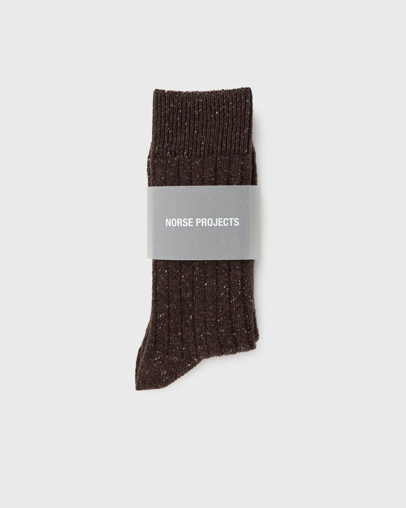 Ponožky NORSE PROJECTS Bjarki Neps Wool Rib Sock Hnedá | N82-0008-9024