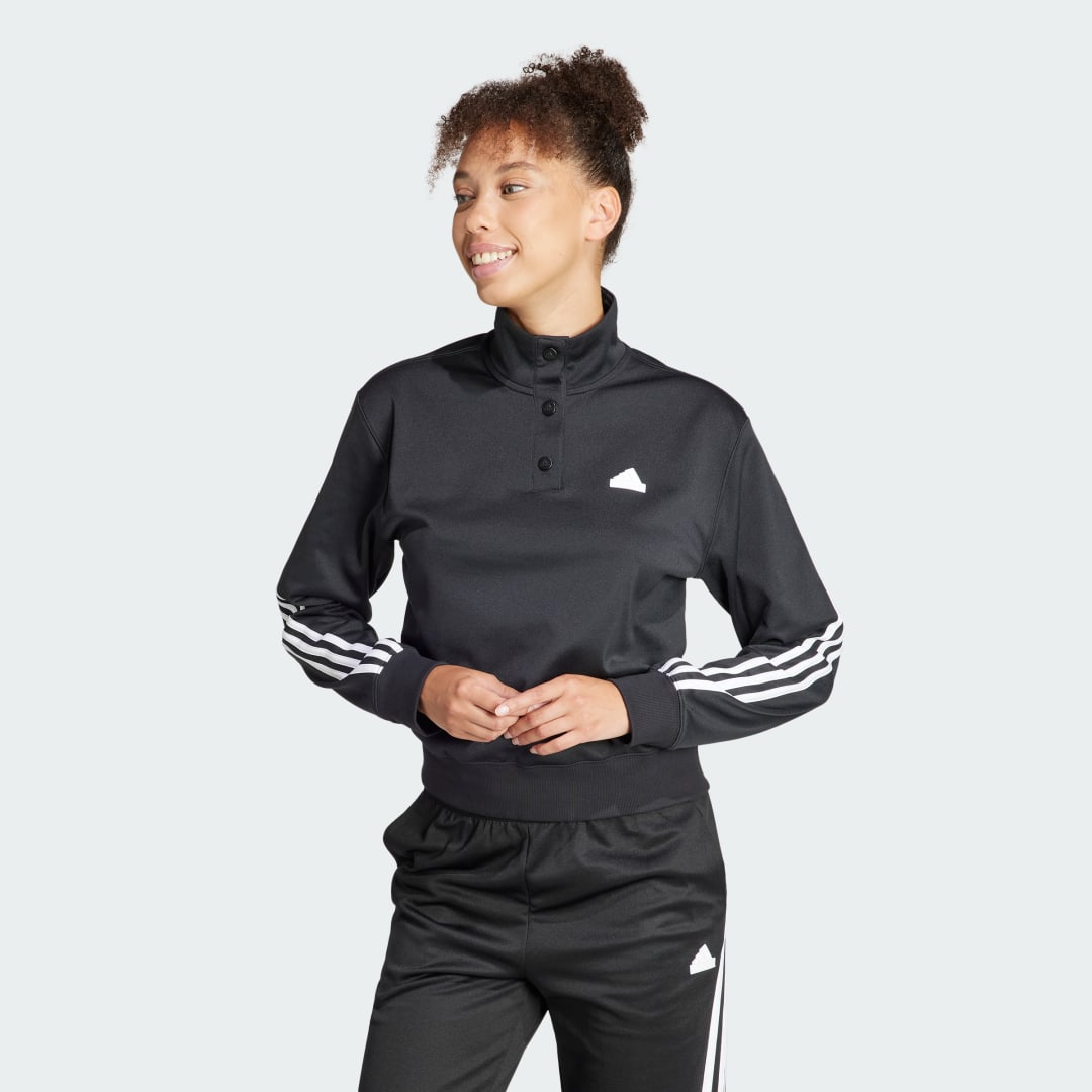 Mikina adidas Performance Iconic Wrapping 3-Stripes Snap Top Čierna | IT4828, 0