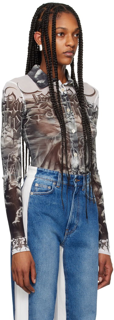 Košeľa Jean Paul Gaultier Jean Paul Gaultier 'The Diablo' Print Mesh Shirt Biela | 24/25-U-CH015-T546-0100, 1
