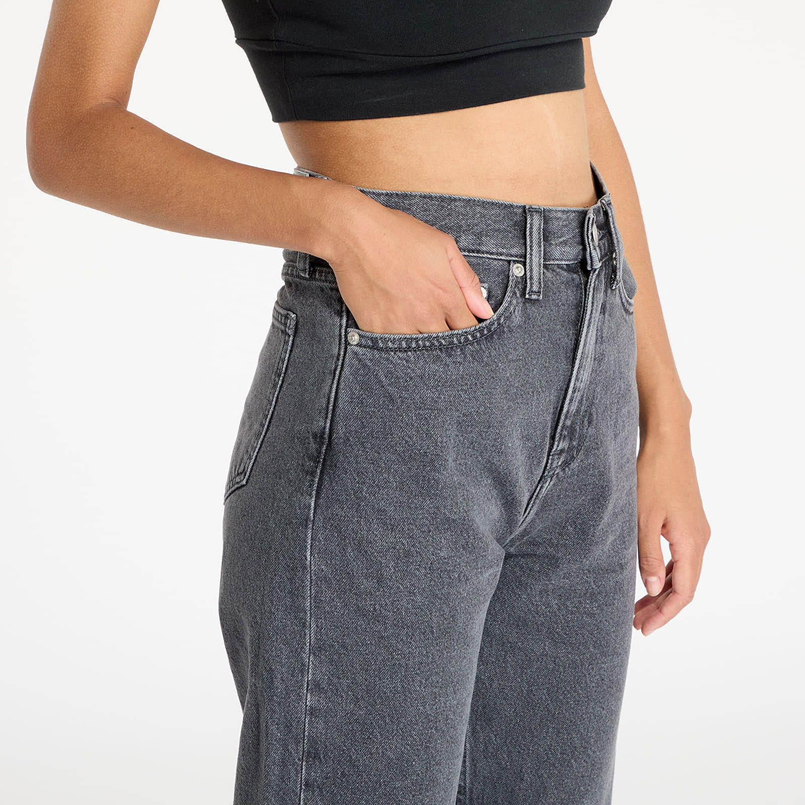 High Rise Straight Jeans Grey