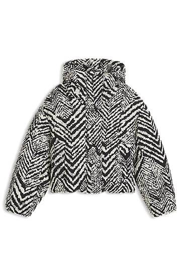 Prešívaná bunda BOSS Water-repellent hooded jacket with herringbone print Rôznofarebný | 50550363