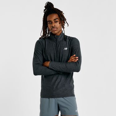 Tričko New Balance Space Dye 1/4 Zip MT41915BKH Long Sleeve Polyester Running Top Čierna | MT41915BKH, 1