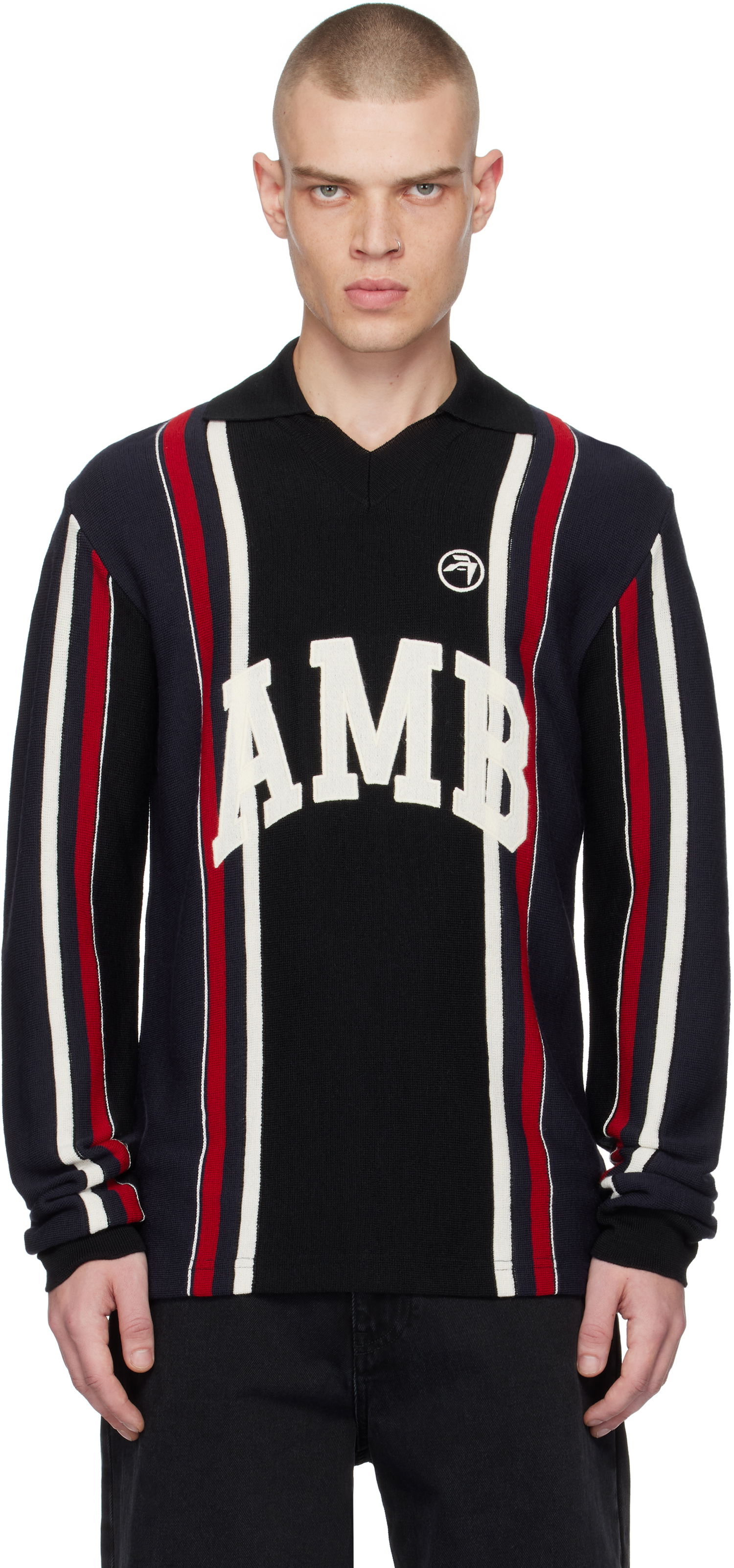 Polo tričko Ambush Striped Long Sleeve Polo With Logo Embroidery Čierna | BMHV007F24KNI0011031, 0