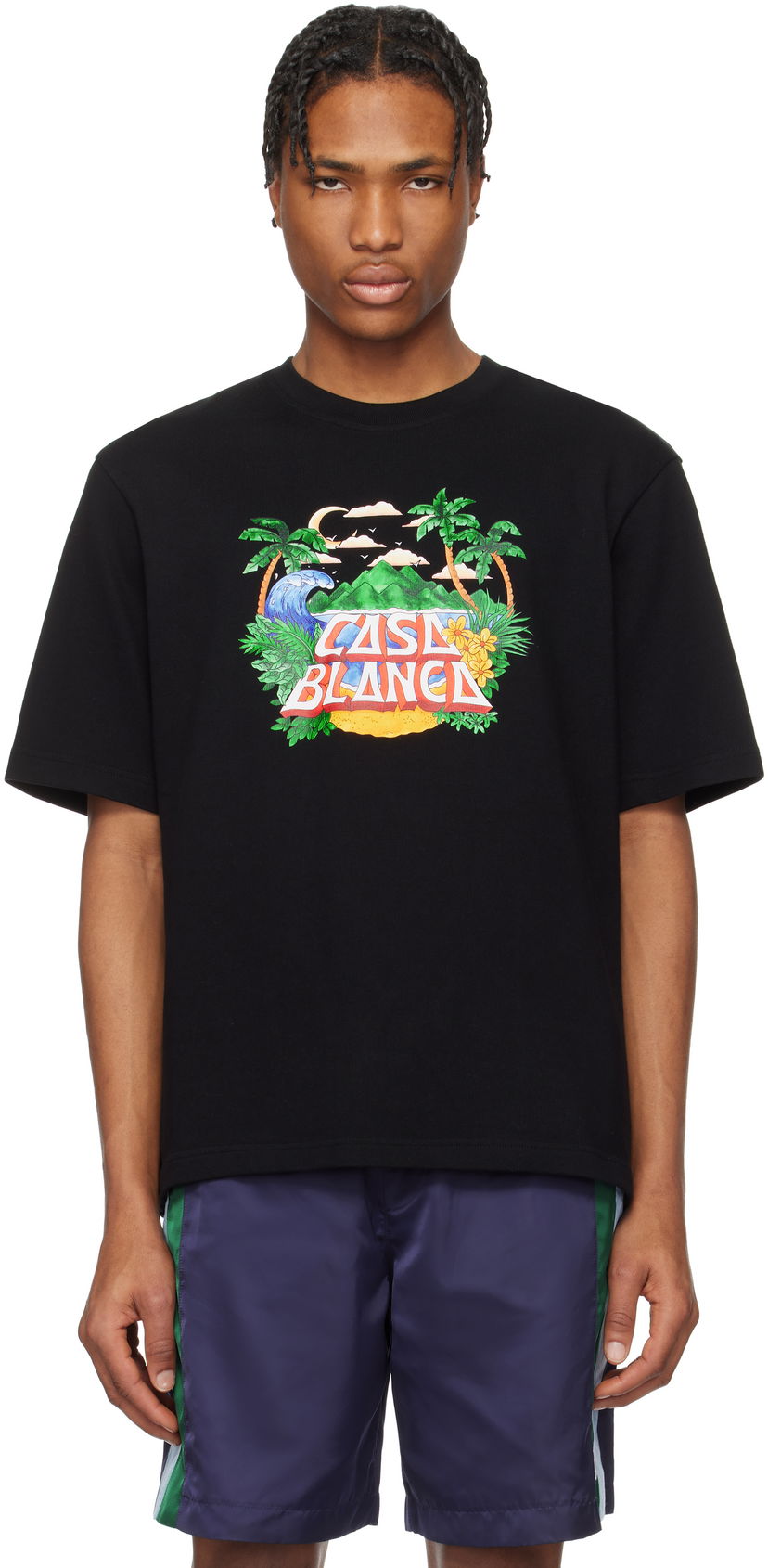 Tričko Casablanca Casablanca 'Casa' Beach Wave Graphic T-Shirt Čierna | MS25-JTS-027-04-EX-SSENSE