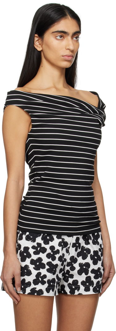 Tielko MSGM MSGM Striped Off-Shoulder Top Čierna | 3841MDM02 257115, 1