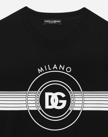 Tričko Dolce & Gabbana Short-sleeved Cotton T-shirt With Dg Print Čierna | G8RN8TG7M8WN0000, 2