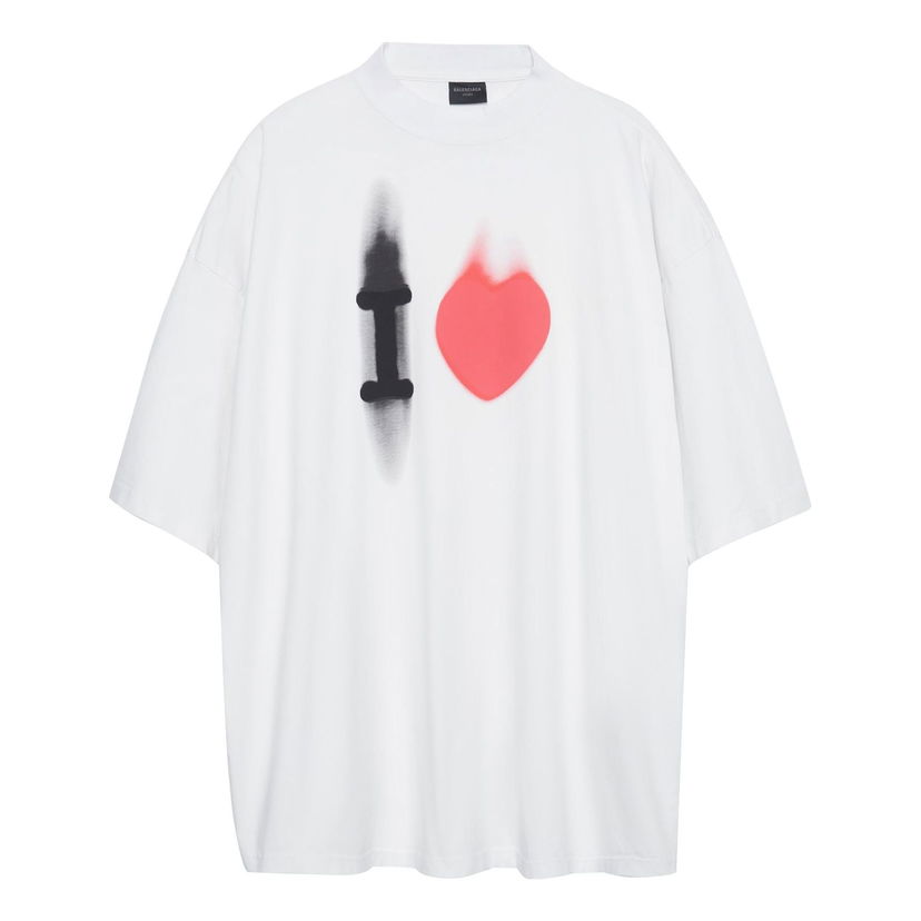 Tričko Balenciaga Balenciaga I Love Large Fit T-Shirt Biela | 744439TOVH39081