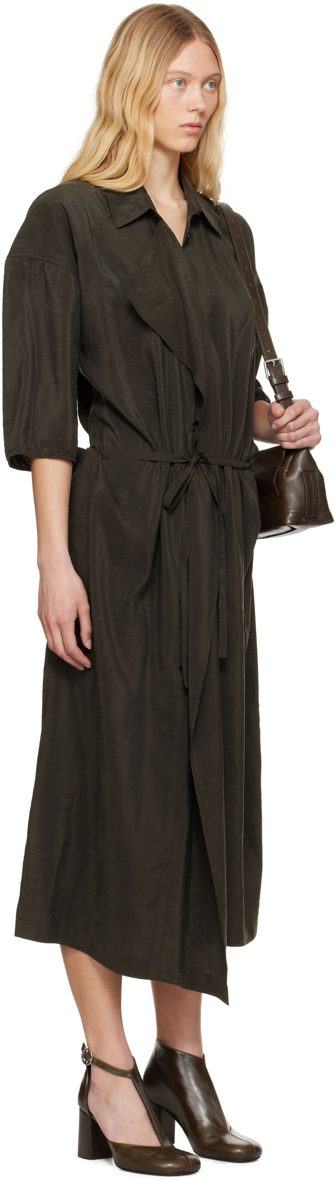 Šaty LEMAIRE Lemaire Asymmetrical Shirt Midi Dress Zelené | DR1056 LF1308, 1