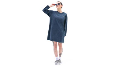 Šaty Vans Moottoo Long Sleeve Dress Modrá | VN0A7RN160Q, 6