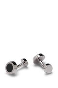 Round cufflinks with black-enamel insert