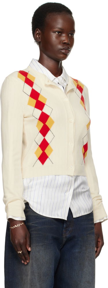 Sveter Marni Marni Argyle Wool Cropped Cardigan Biela | CDMD0397Q0 UFH546, 1