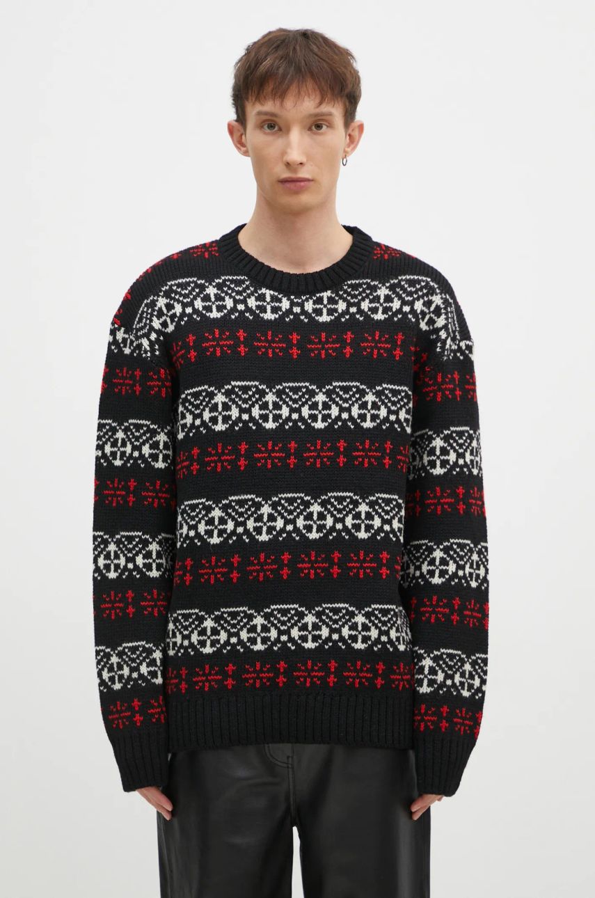 Sveter Needles Crew Neck Fair Isle Sweater Čierna | PU317, 0