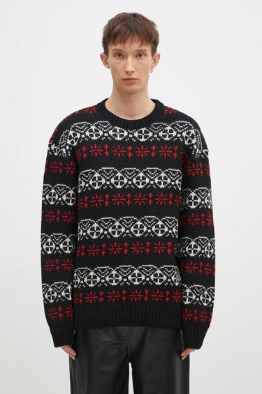 Sveter Needles Crew Neck Fair Isle Sweater Čierna | PU317, 0