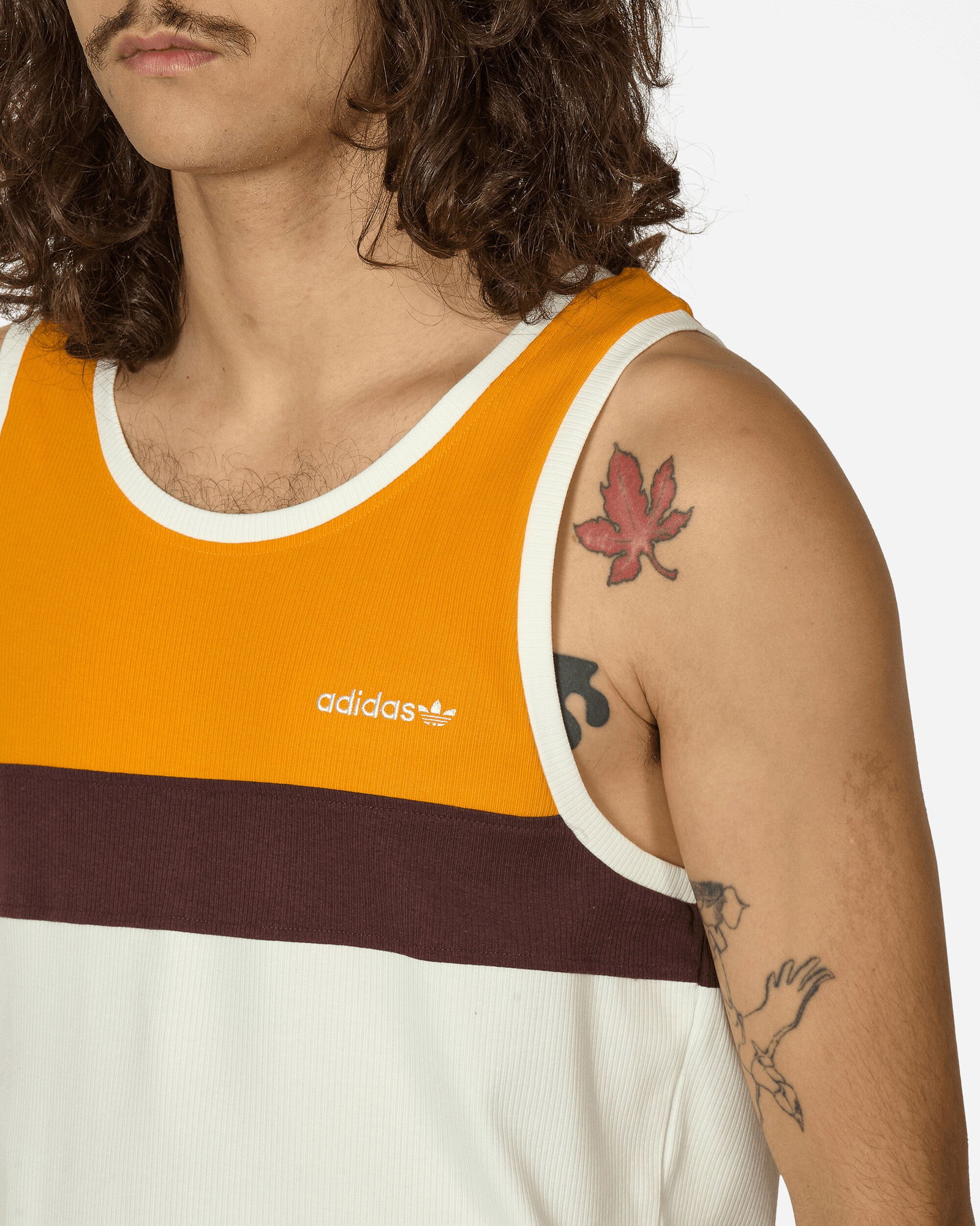 80s Rib Tank Top Off White / Orange / Brown