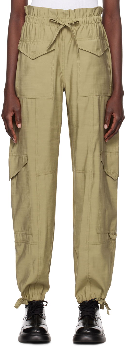 Nohavice GANNI High-Rise Trousers Zelené | F8873, 0