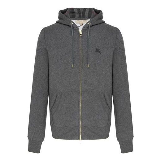 Mikina Burberry Embroidered Logo Cotton Hoodie Šedá | 40155591