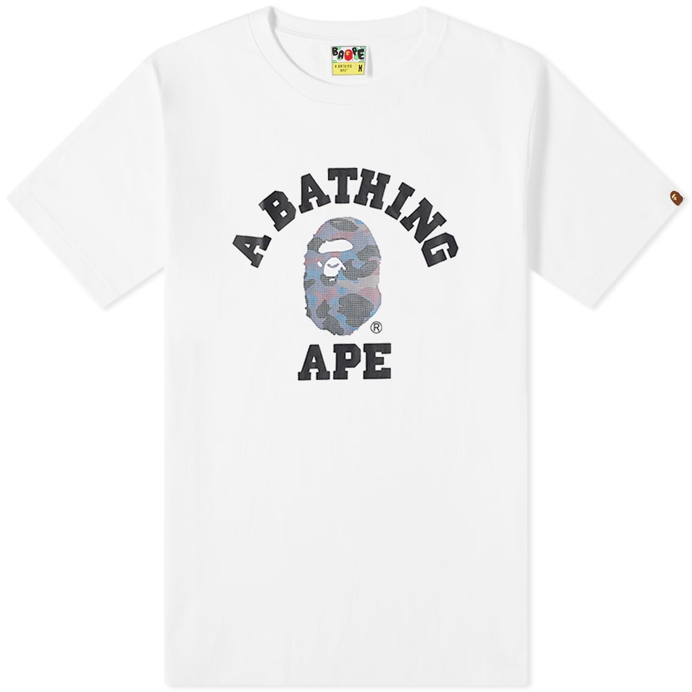 Tričko BAPE A Bathing Ape Grid Camo College Tee Biela | 001TEI801028M-WPU, 0