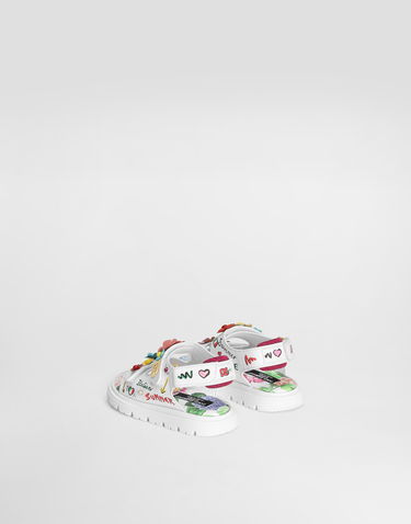Doplnky Dolce & Gabbana Dolce & Gabbana Calfskin Sandals with Flowers and DG Logo Biela | D20079AU458HA5KU, 2