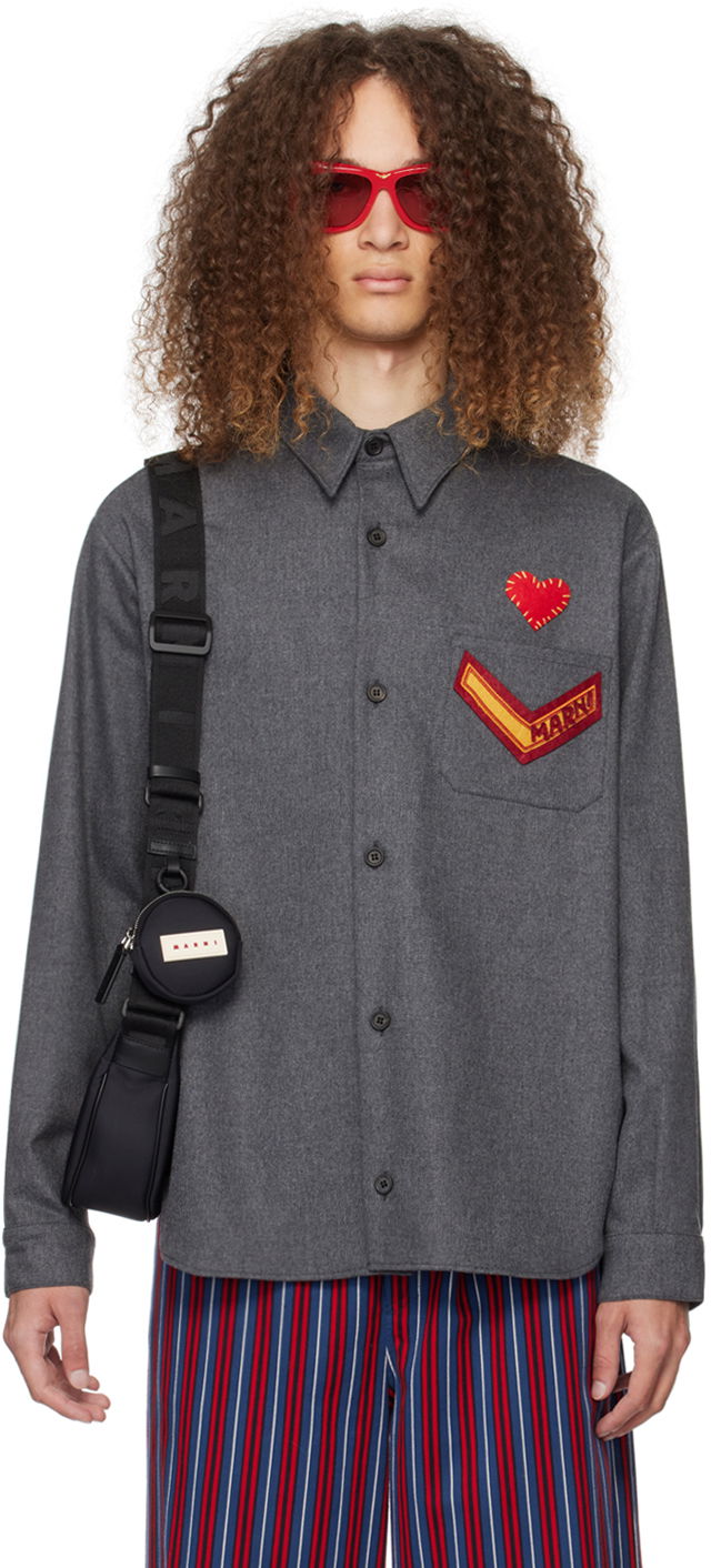 Košeľa Marni Patches Shirt Šedá | CUMU0260MX UTW970, 0