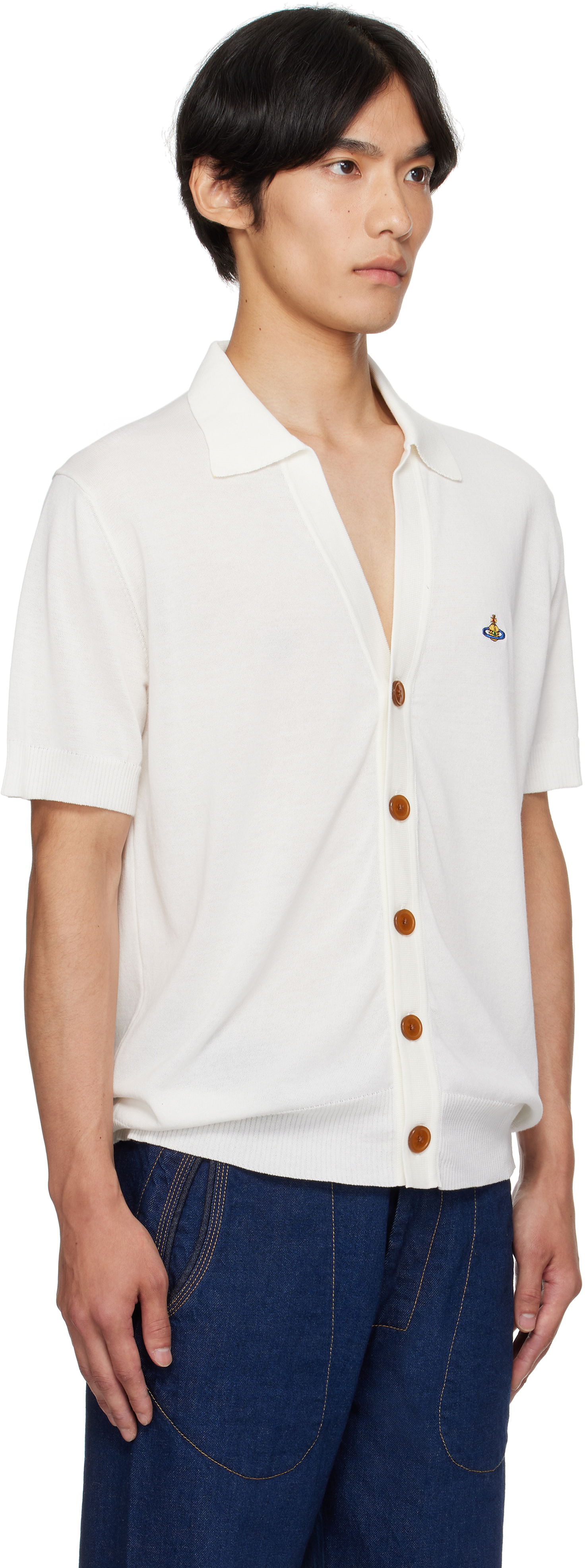 Sveter Vivienne Westwood Vivienne Westwood Cotton Polo Cardigan Biela | 2701001D-Y003F-, 1