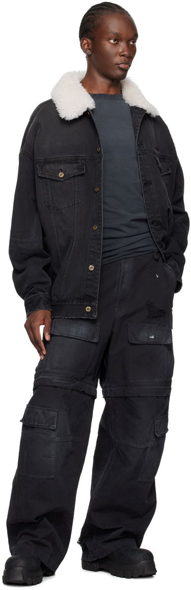 Bunda We11done Oversized Denim Jacket with Fur Collar Čierna | WD-DJ2-24-363-U-BK, 3