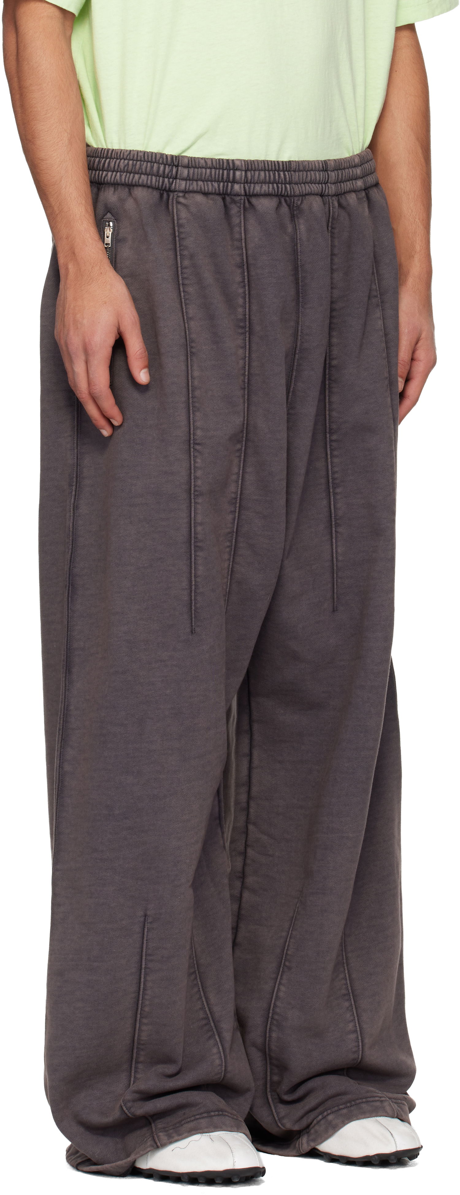 Tepláky Acne Studios Wide-Leg Seamed Drawstring Logo Sweatpants with Zipper Pocket Šedá | CK0130-, 1