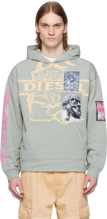 Mikina Diesel S-Baxt-Hood-R1 Graphic Hoodie Zelené | A16171-0BMBJ-9DU, 0