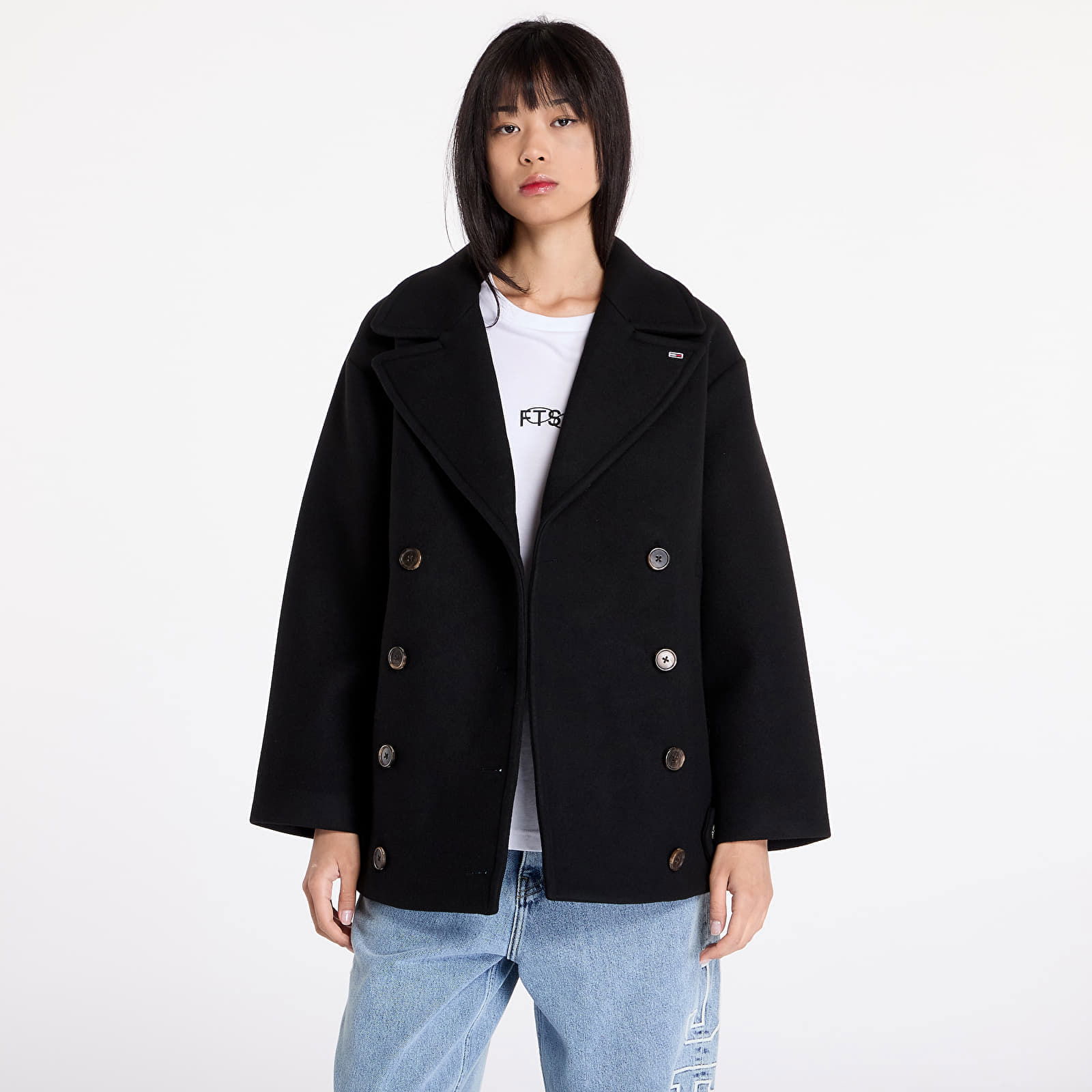 Coat Tommy Jeans Wool Peacoat Black M