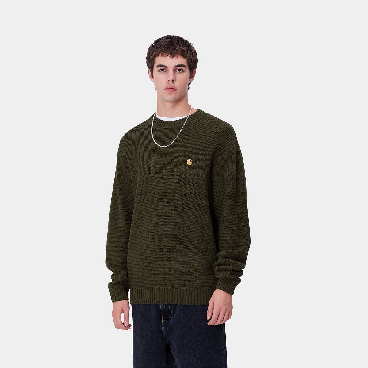 Sveter Carhartt WIP Green Relaxed Fit Crewneck Knit Sweater Zelené | I033884_9, 0
